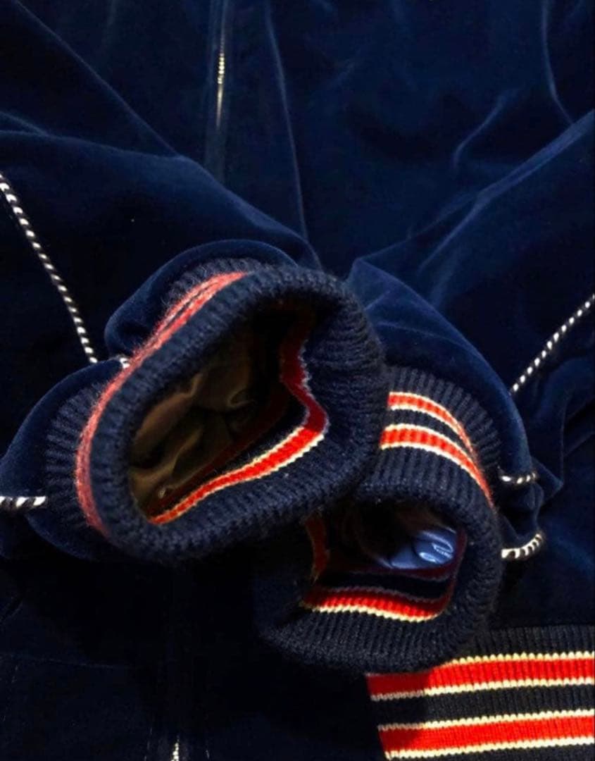 刺繍入りHouston ベロアスカジャン ネイビー - メルカリ