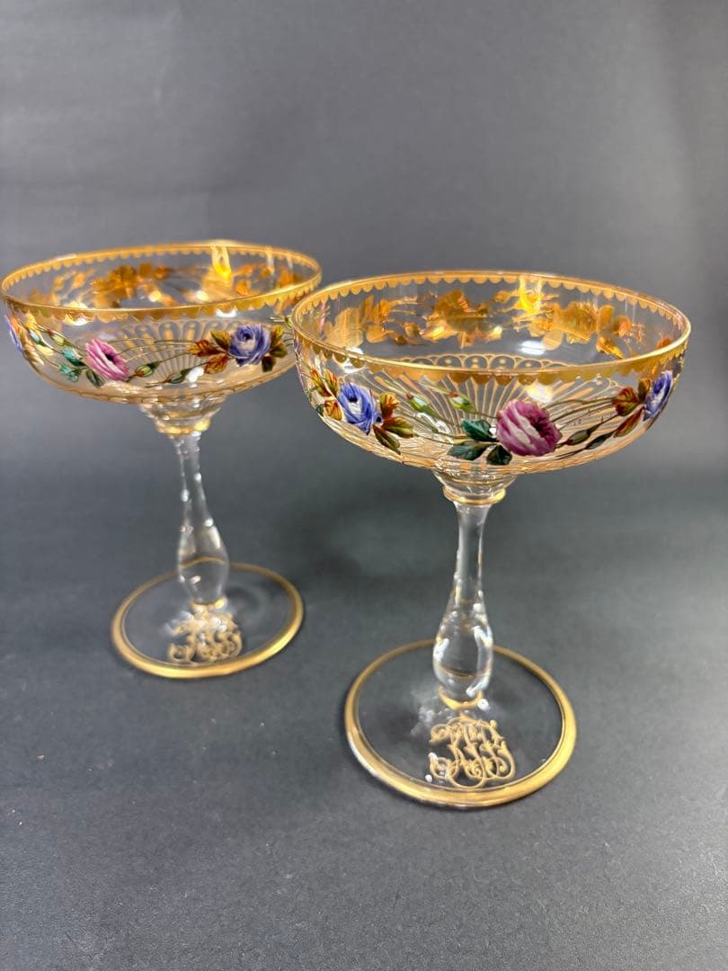 ボヘミアシャンパングラス2客美品 ボヘミアクリスタル ワイングラス 2客」 (新品・未使用・共箱) - 正尚堂