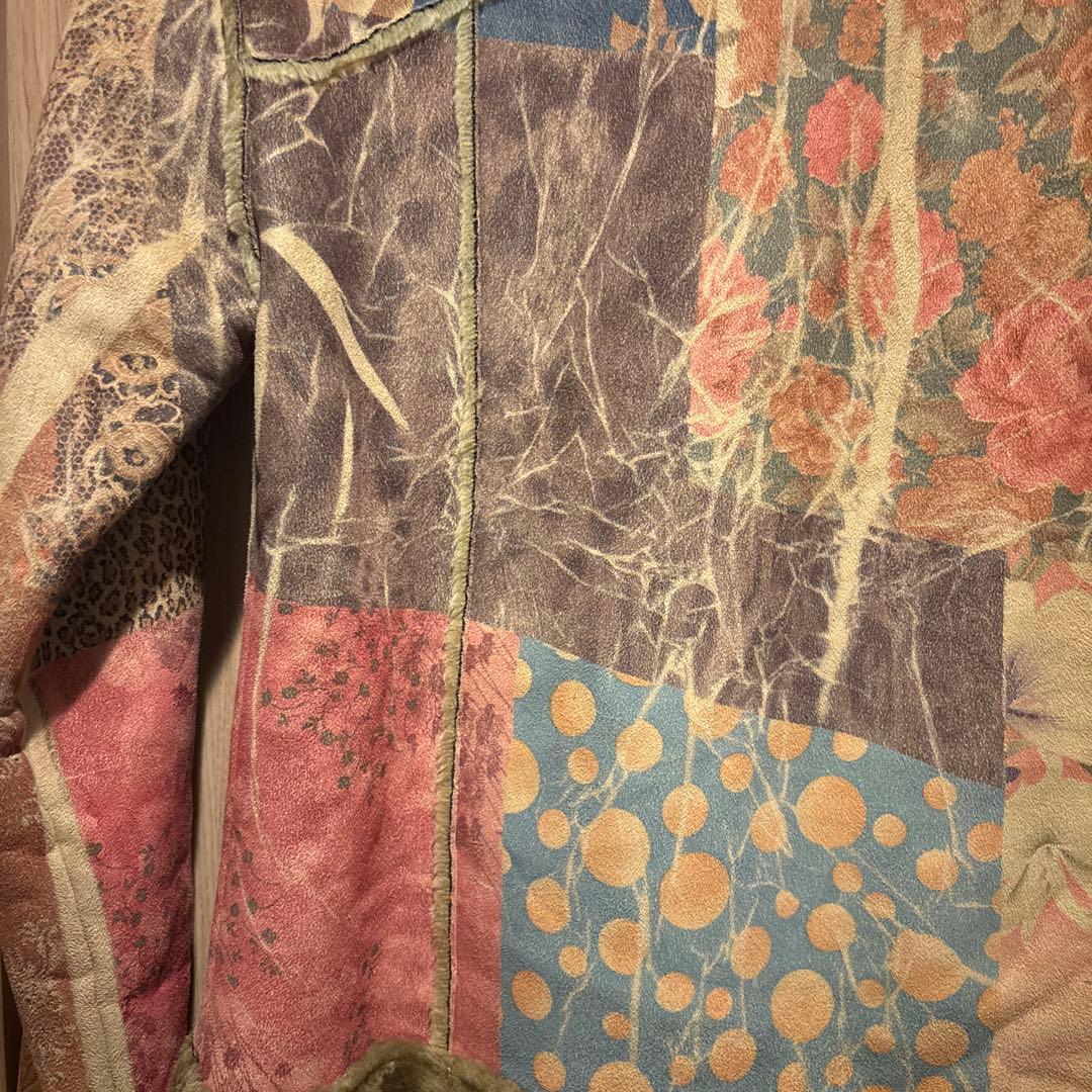 vintage スエードタッチパッチワークファージャケット - メルカリ