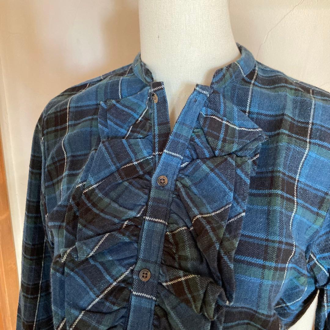 45R フォーティーファイブアール フリル ブラウス チェック柄 サイズ2