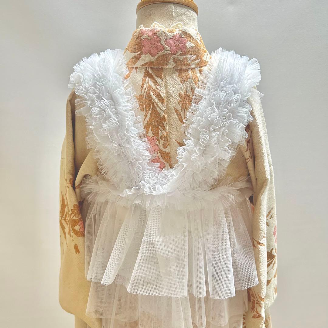 被布エプロン【純白フリル】 チュール被布 被布ドレス チュールドレス