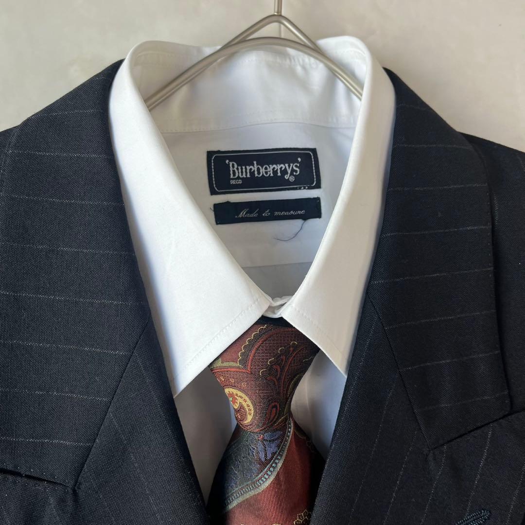 90s 豪華5点セット ダブルスーツ シャツ YSLネクタイ ピンズ ネイビー