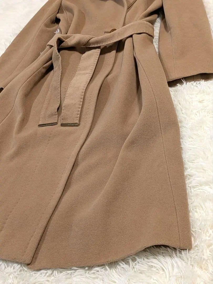 極美品 23区 アンゴラ混ロングコート 40 L ラビットファー 2WAY 茶
