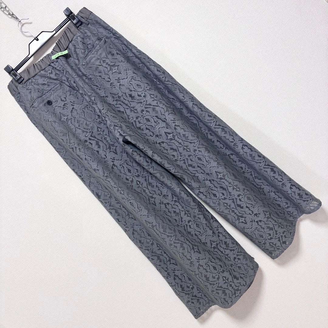 新品同様□HARE ハレ□レース レイヤード 極太 ワイド デザイン パンツ
