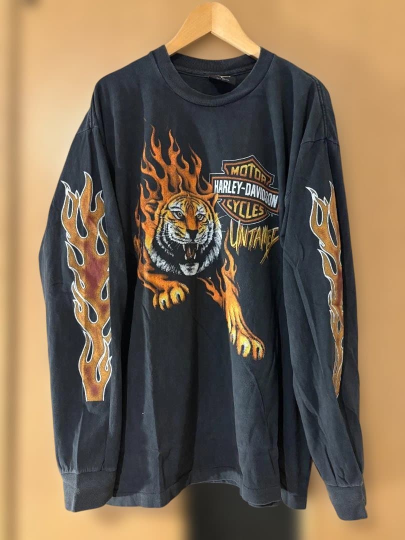 ハーレーダビットソン Harley-Davidson 虎　タイガー ロンT XL ハーレーダビッドソン タイガー 虎 ファイヤーフレーム ロンT XL 袖