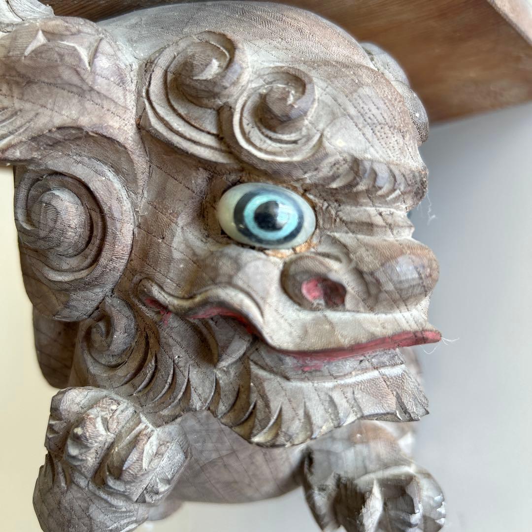 木彫獅子　彫物　木鼻　だんじり　骨董　神社仏閣地車 木鼻① だんじり彫刻 寺社彫刻 地車 木彫 欅 - メルカリ