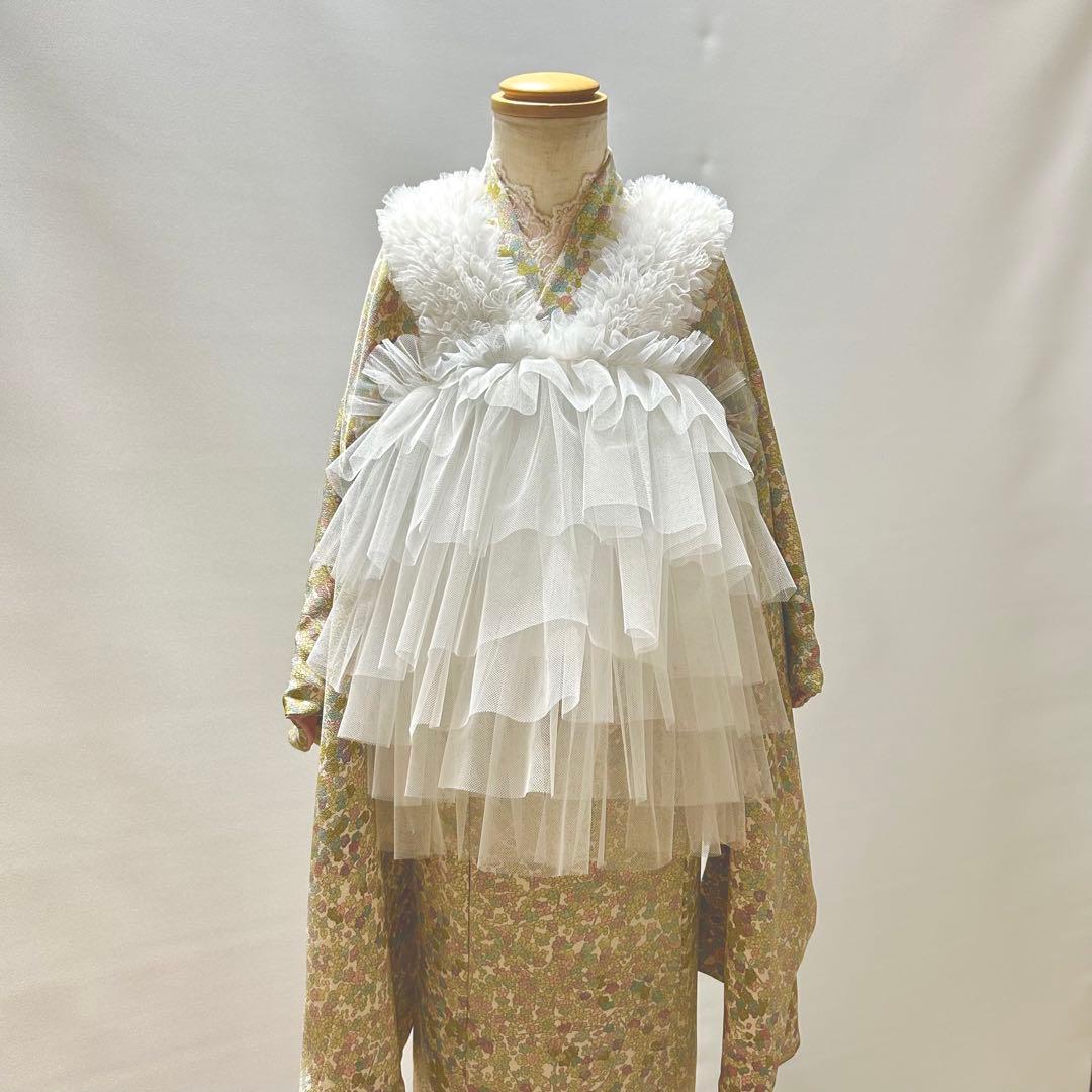 被布エプロン【スノーフリル】チュール被布　被布ドレス　七五三　チュールドレス 被布エプロン【スノーフリル】チュール被布 被布ドレス 七五三 3歳着物