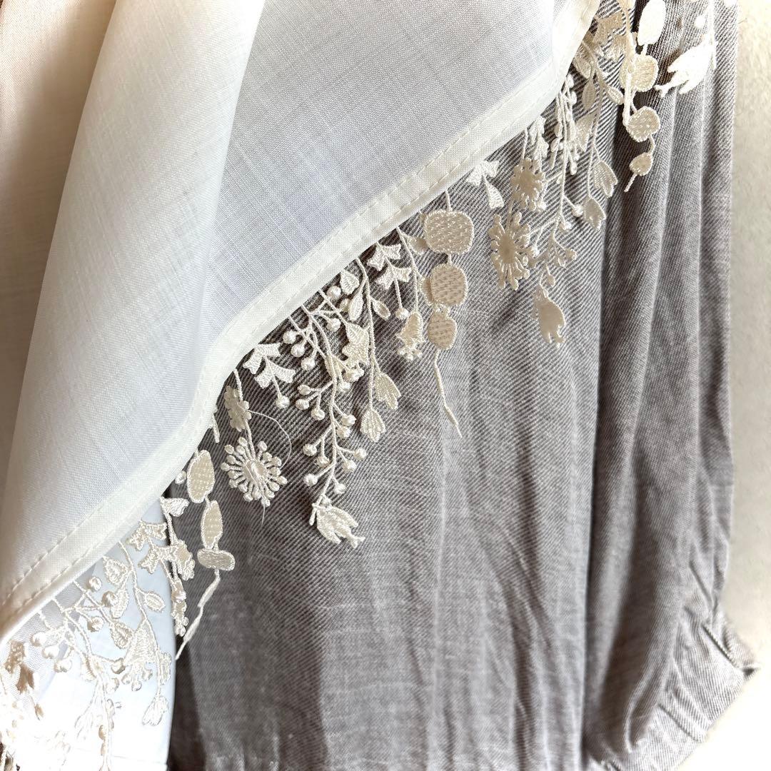 ミナペルホネンハンドメイドanemoneブローチとレースの華やかストール