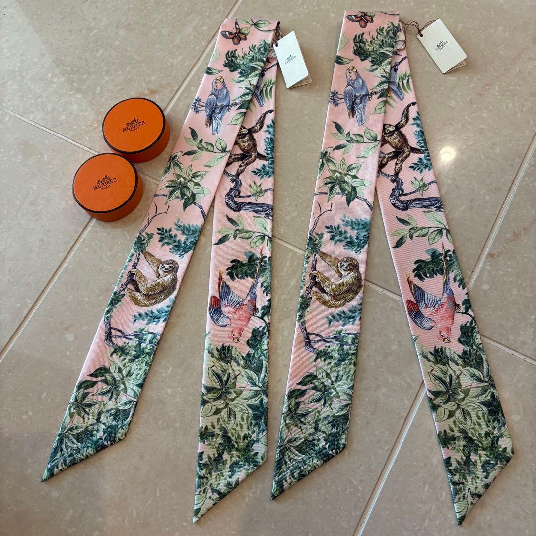 新品未使用 エルメス ツイリー 《赤道直下》 ピンク 2026SS 新作 タグ