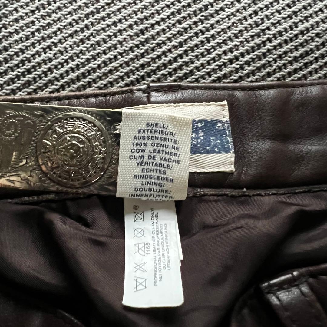 希少00's OLD GAP レザーパンツ 茶 ストレート カニエウエストY2K