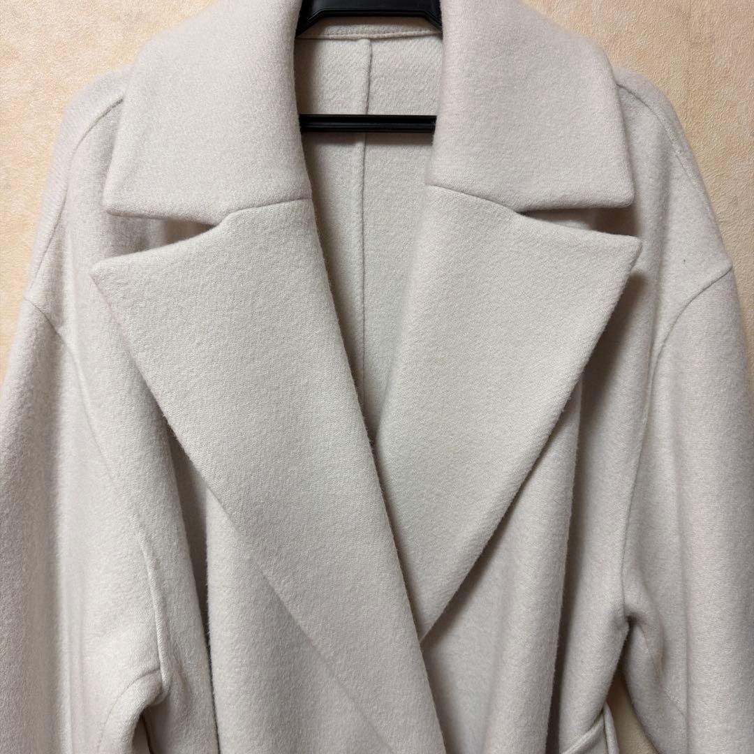 試着のみ Arpege story ミドル丈テーラーリバーコート オフ白 2 - メルカリ