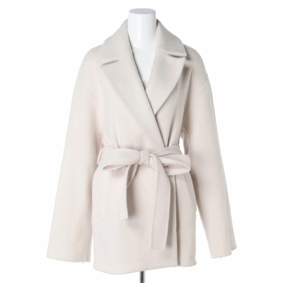 試着のみ Arpege story ミドル丈テーラーリバーコート オフ白 2 - メルカリ