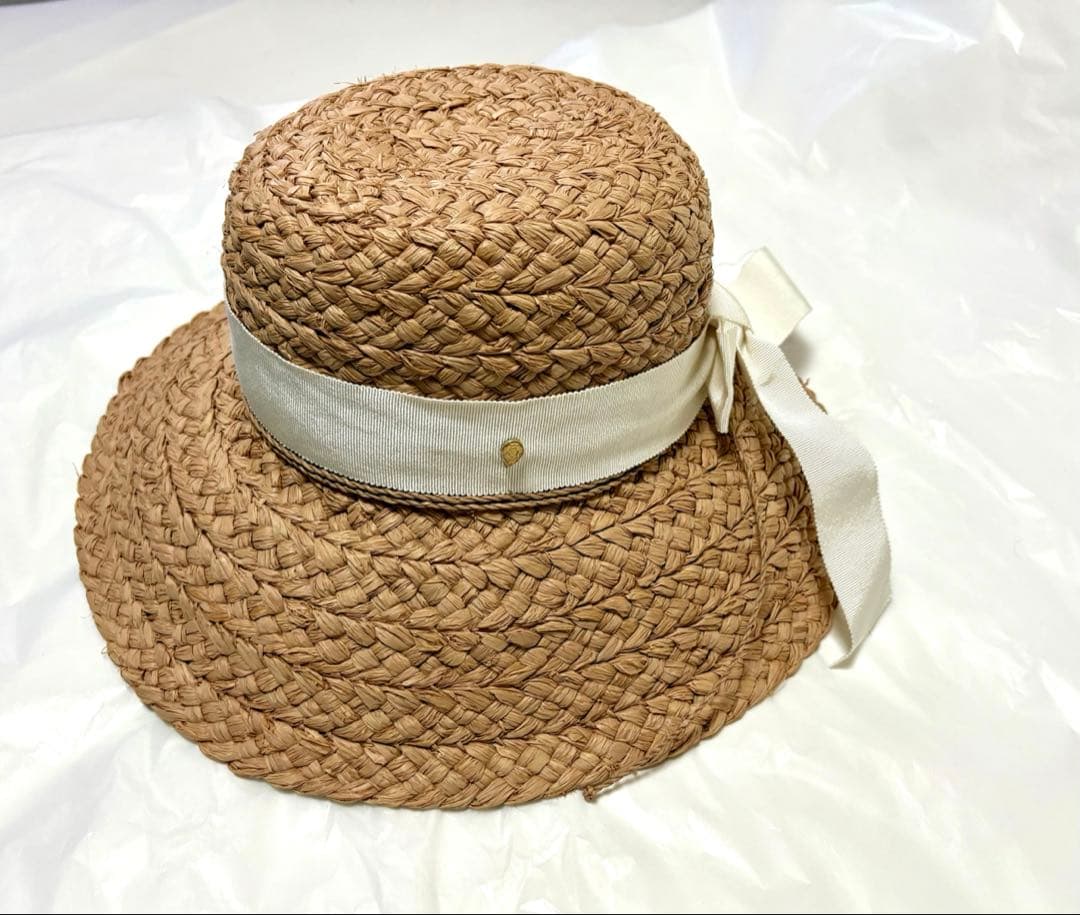 美品】HELEN KAMINSKI ラフィア ヘリンボーン ハット 後リボン - メルカリ
