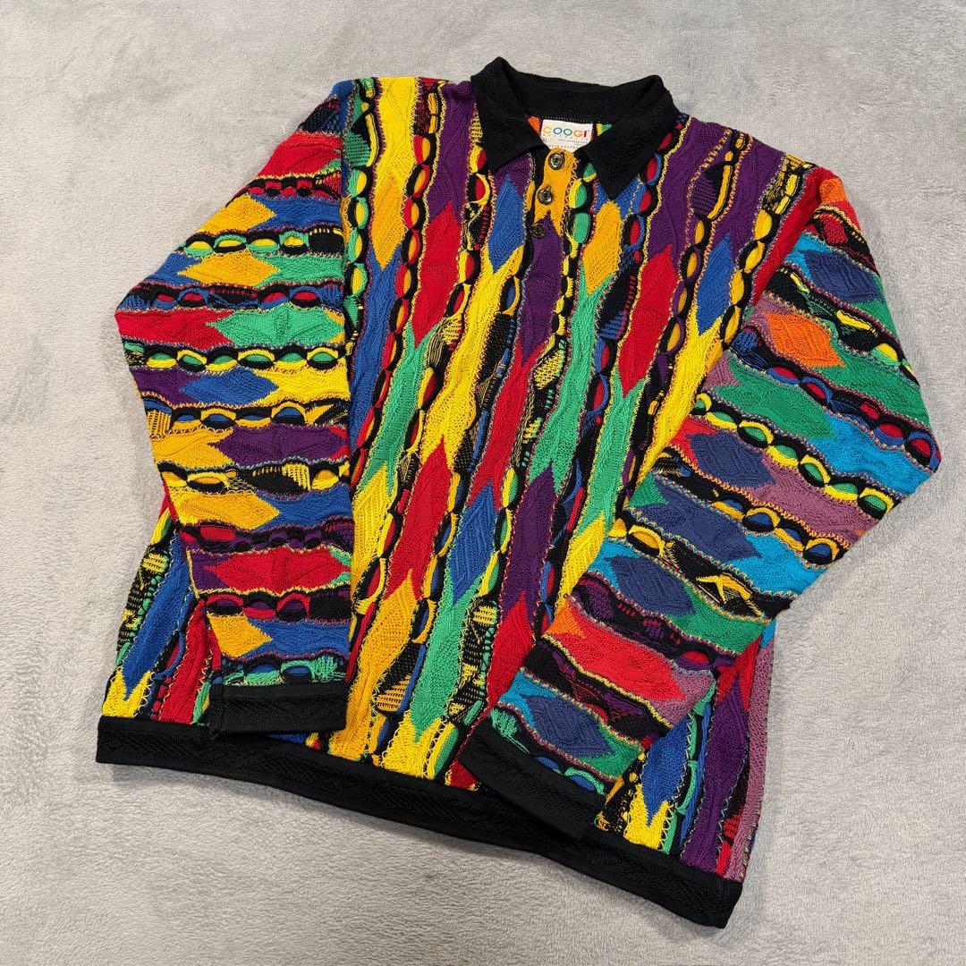 COOGI クージー 3Dニットポロ セーター マルチカラー コットン XL