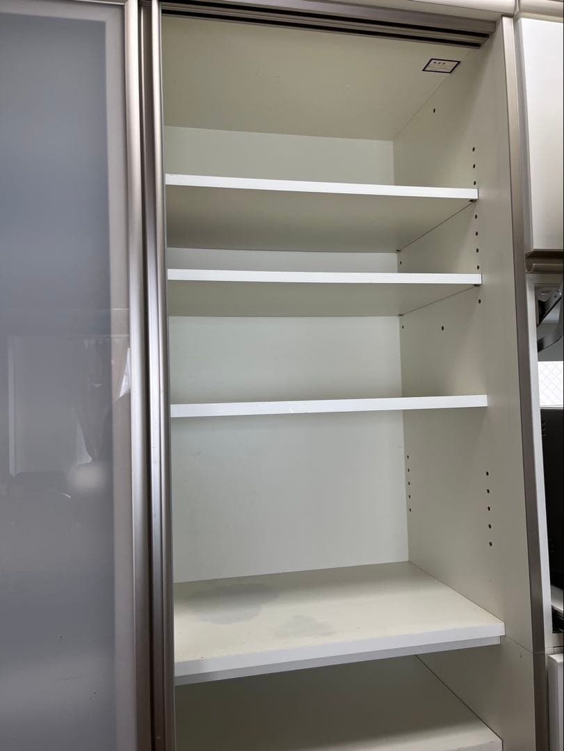 綾野製作所 食器棚レンジ台セット ホワイト スライドドア