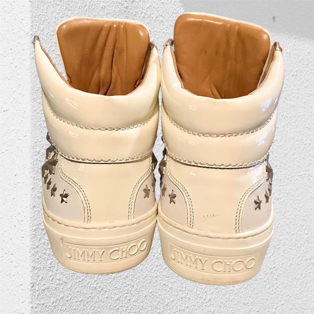 美品✨ジミーチュウ ハイカットスニーカー スタッズ 25.5 白 ユニ