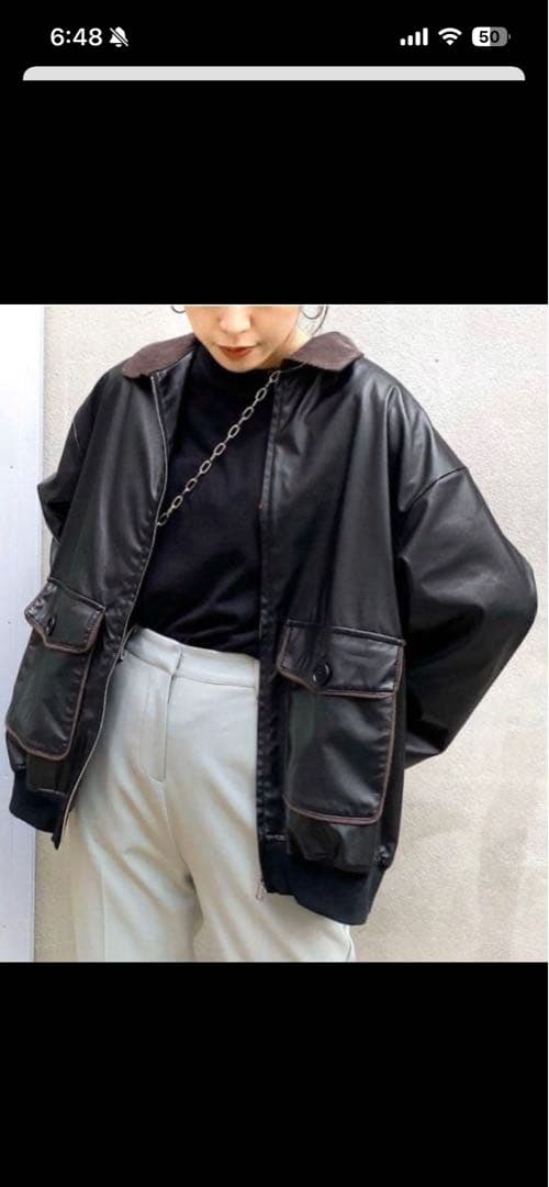 who's who gallery フェイクレザーブルゾン - メルカリ