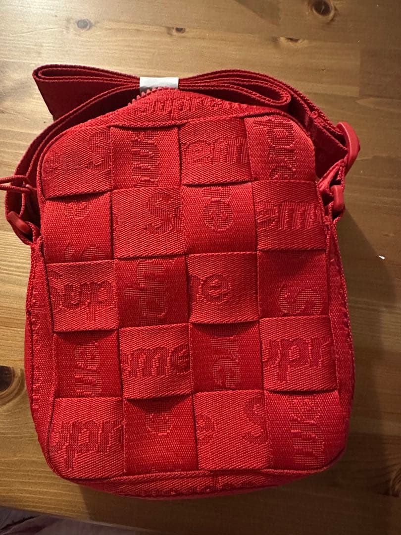 T*★様 Supreme レッド チェック柄 バッグ ファミリア風 赤チェック ネイビー タータンチェック 紙袋型トート