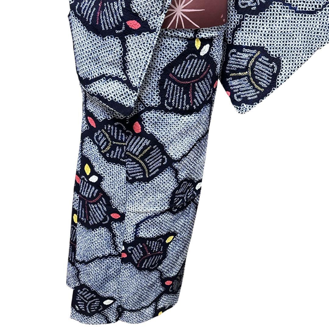 AA36-6有松鳴海絞り高級浴衣 花 綿レディース浴衣単品 お仕立て上がり