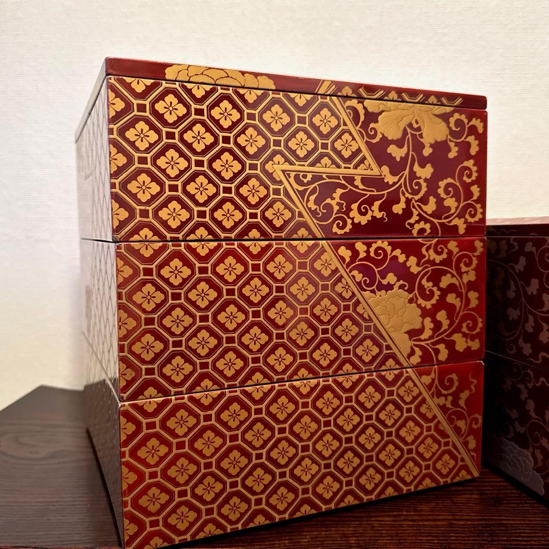 natsu様ご購入ご検討用出品 ◆塗り重箱　ニ段/三段　蒔絵あしらい◆