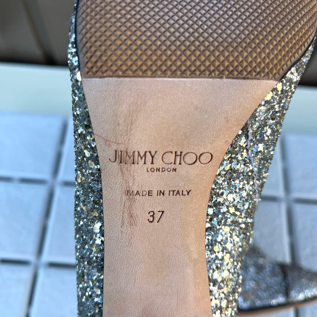 37 Jimmy Choo ショートブーツ グリッター ビジュー ラメ 24 - メルカリ