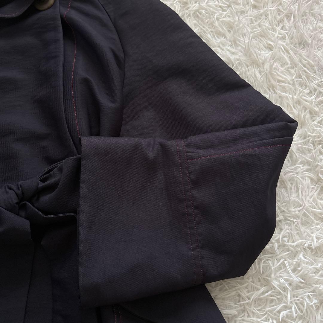 MI.YA.CO】トレンチコート レディース ウエストリボン 濃紺 Fサイズ