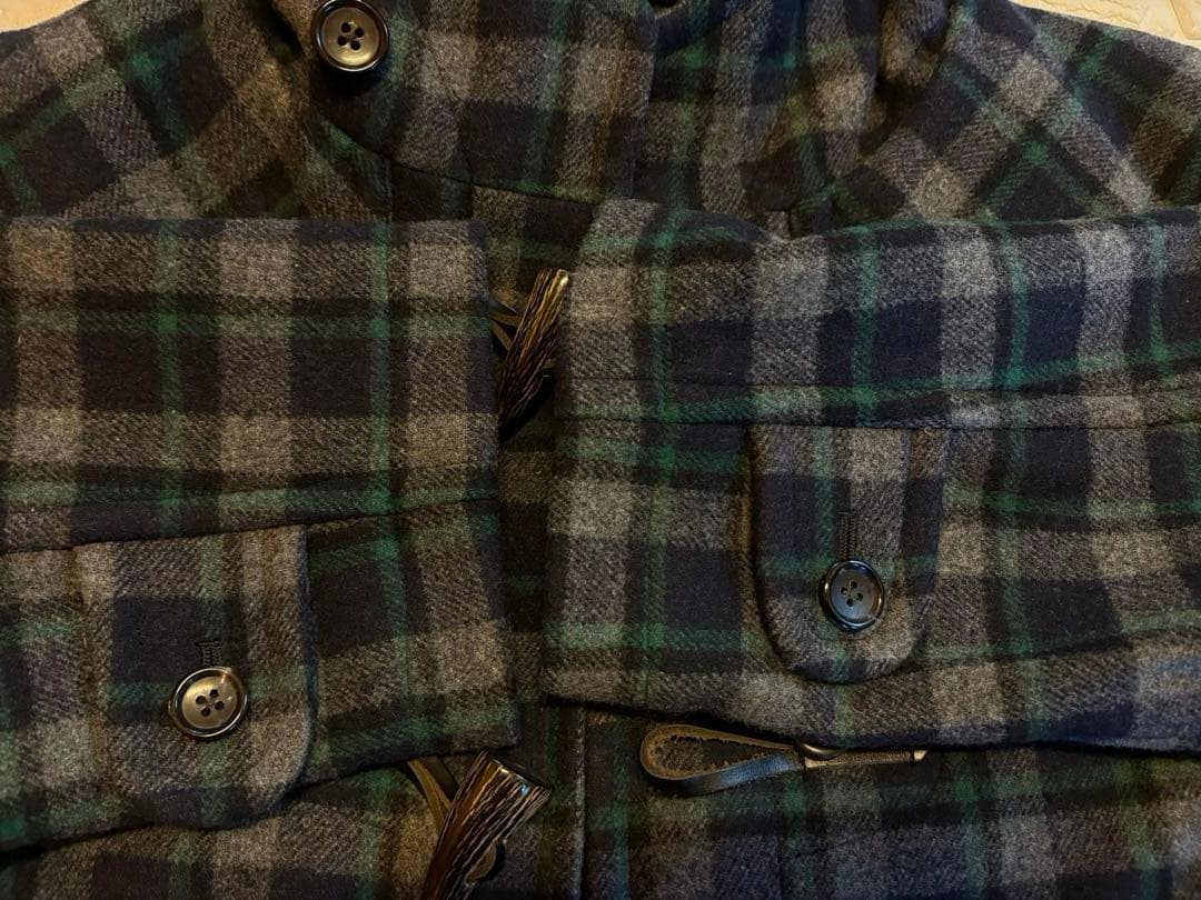 ORCIVAL】ダッフルコート チェック柄 ネイビー系 リアルホーントグル 1