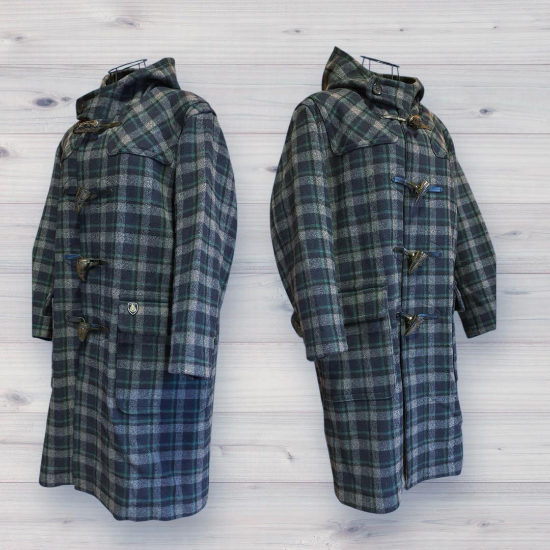 ORCIVAL】ダッフルコート チェック柄 ネイビー系 リアルホーントグル 1