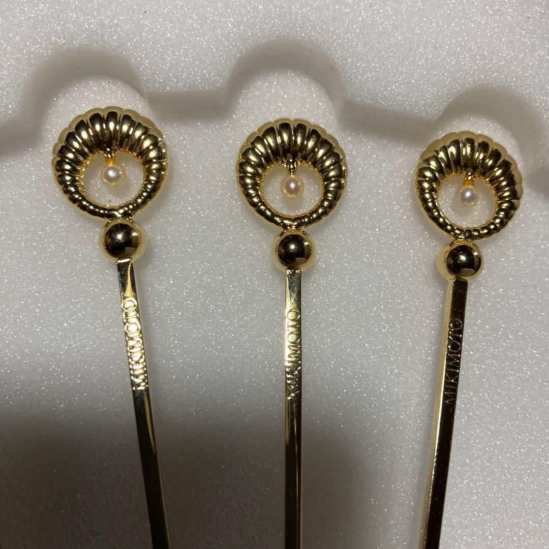 ミキモト ゴールド 真珠 フルーツピック 5本 パール デザートピック