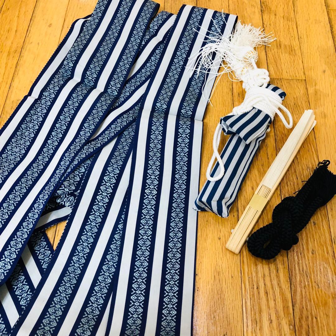 七五三5歳完全フルセット‼️豪華Blue grey兜鷹金彩‼️袴縞スタイル