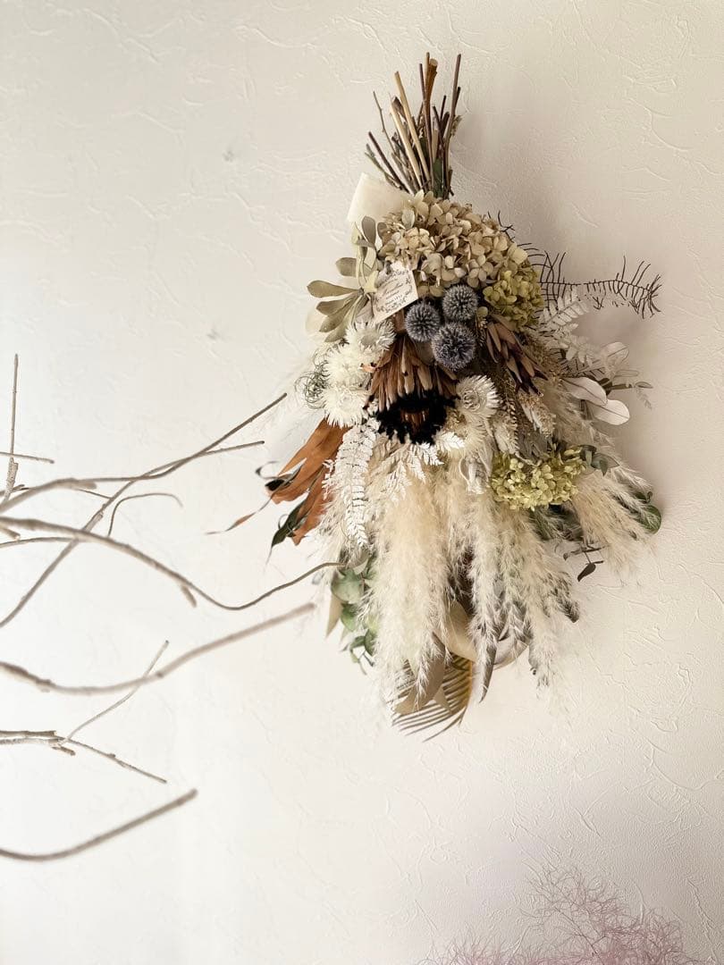 プロテアとパンパスグラスのアンティークスワッグ＊ 73㌢ ネイティブ