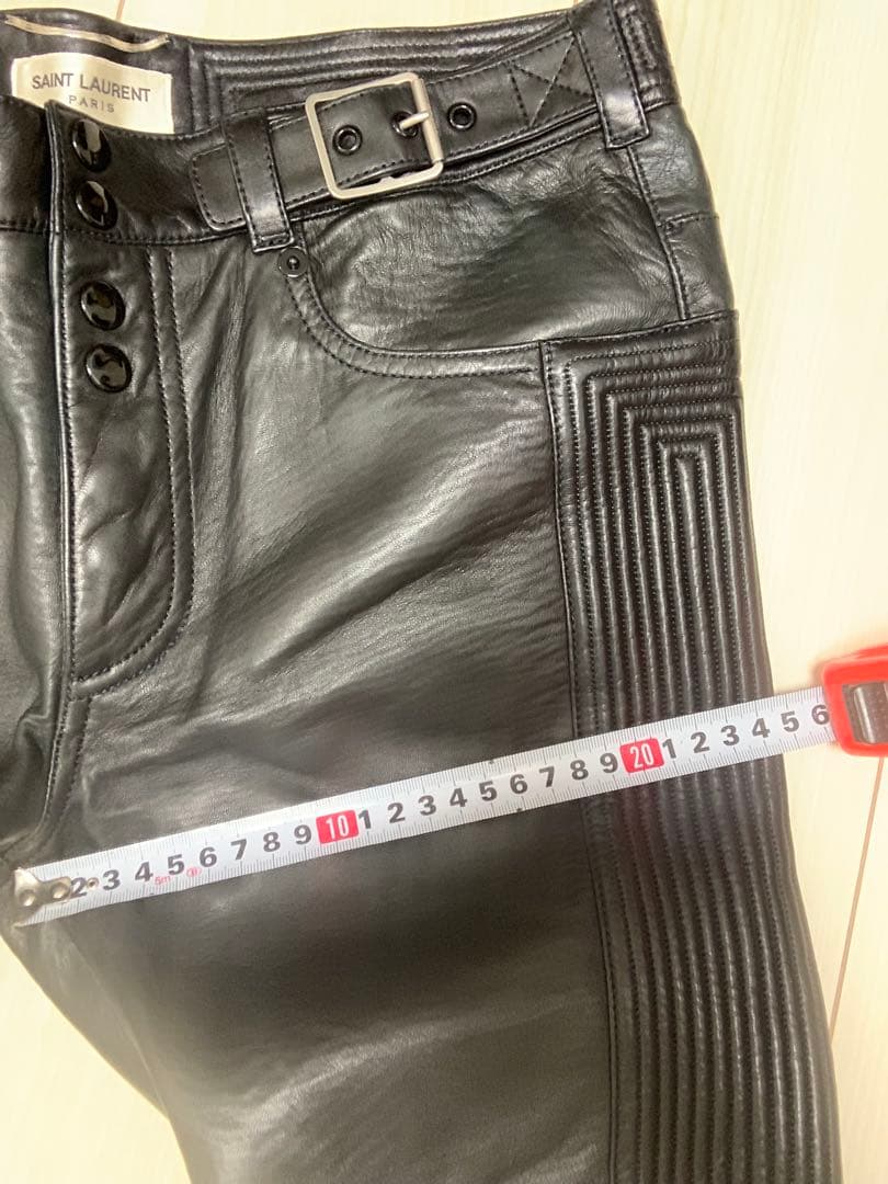 Saint Laurent Paris 13AWレザーバイカーパンツ ほぼ未使用 - メルカリ