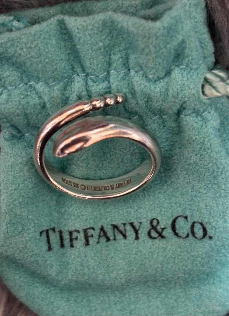 Tiffany&Co. シルバースネークリング10-11号925SPAIN刻印 - メルカリ