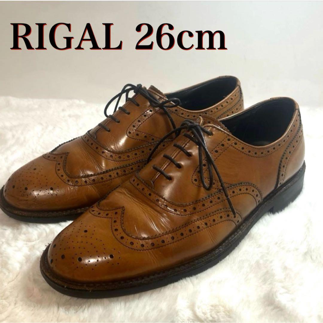 美品】RIGAL✨26cm 本革 ウイングチップ ブラウン ドレスシューズ‼️ REGAL