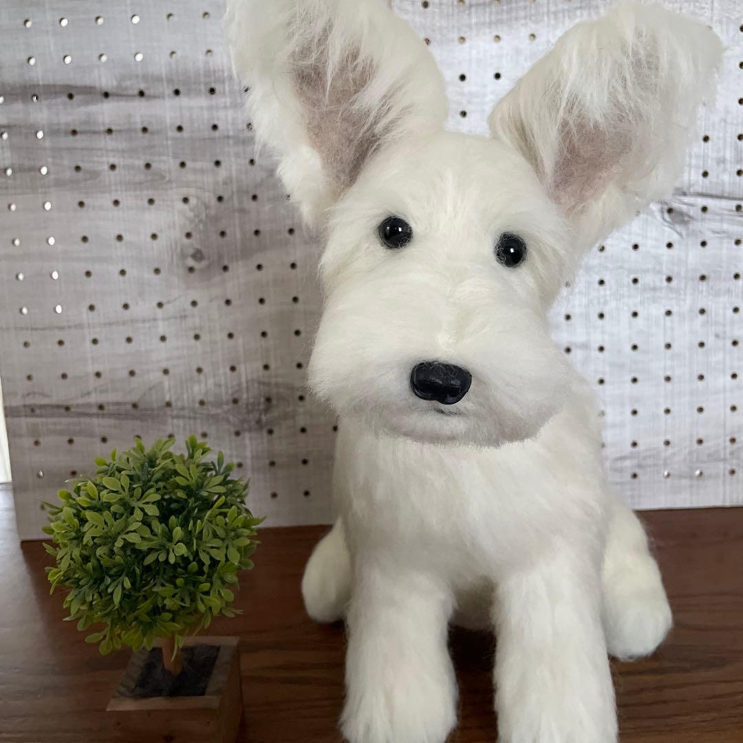 羊毛フェルト ミニチュアシュナウザー 白シュナちゃん Lサイズ - メルカリ