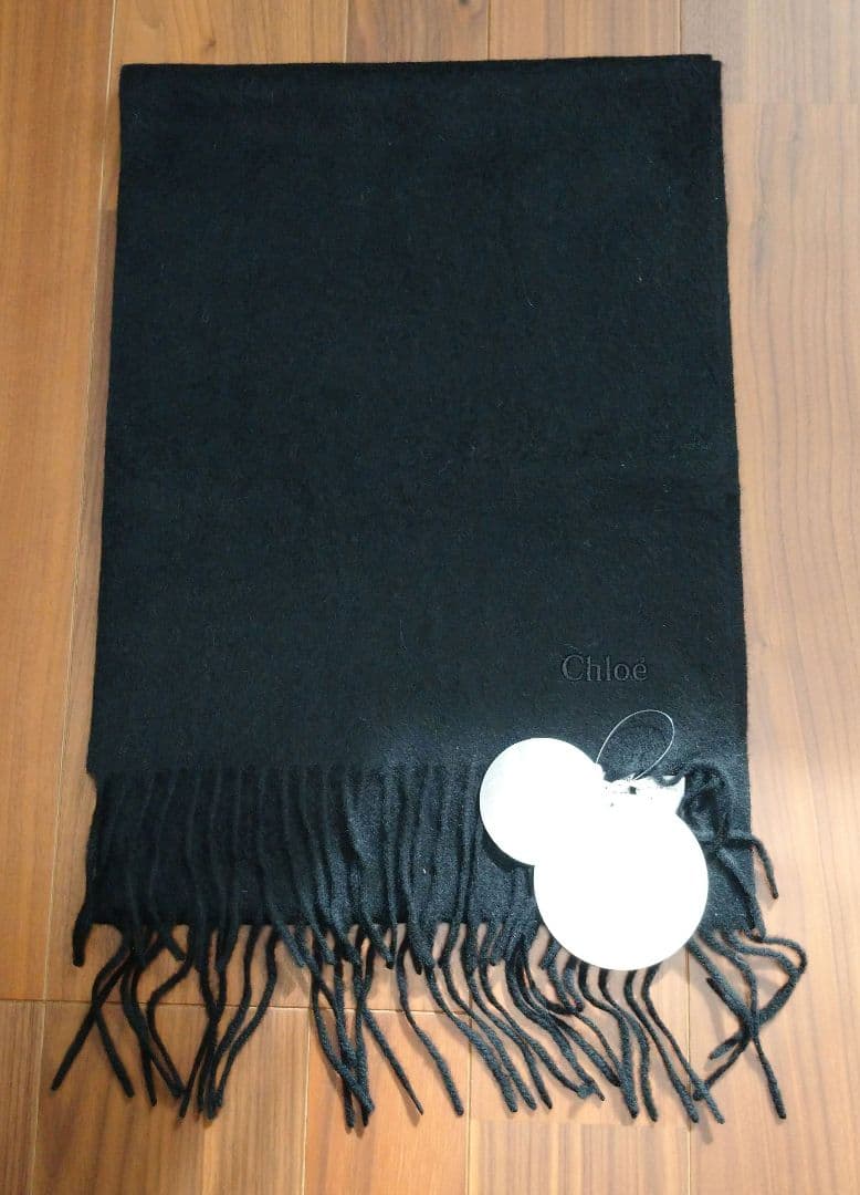 【新品】Chloe カシミア 100% マフラー ブラック 洗えるカシミア 新品】Chloe カシミア 100% マフラー ブラック 洗えるカシミア
