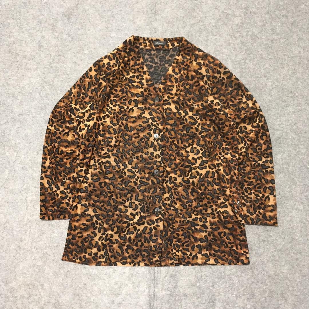 80s vintage ヒョウ柄 シャツ Vネック シアー 総柄 派手 レトロ - メルカリ