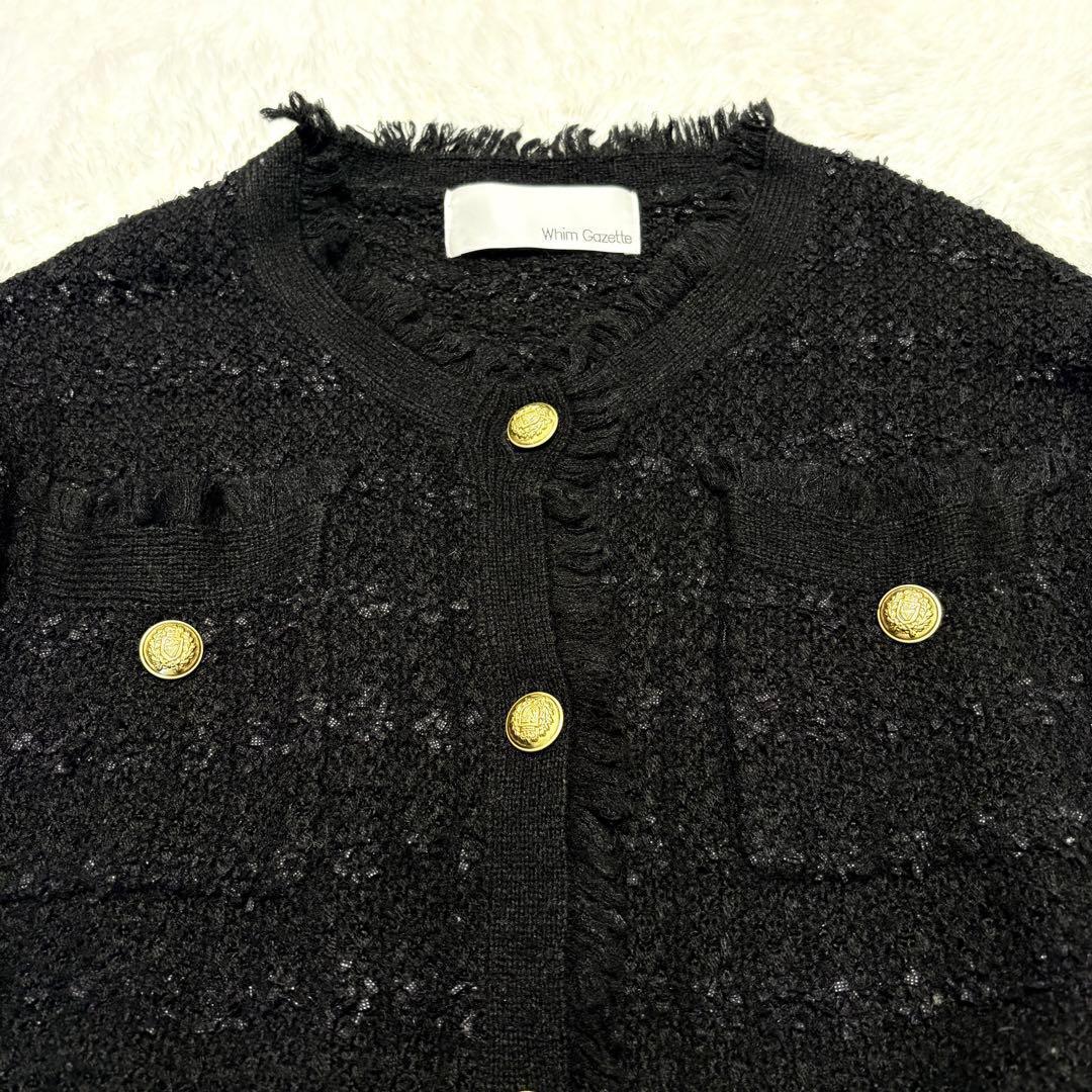 定価3.5万】whim gazette ツイードニットジャケット 金釦 モヘヤ