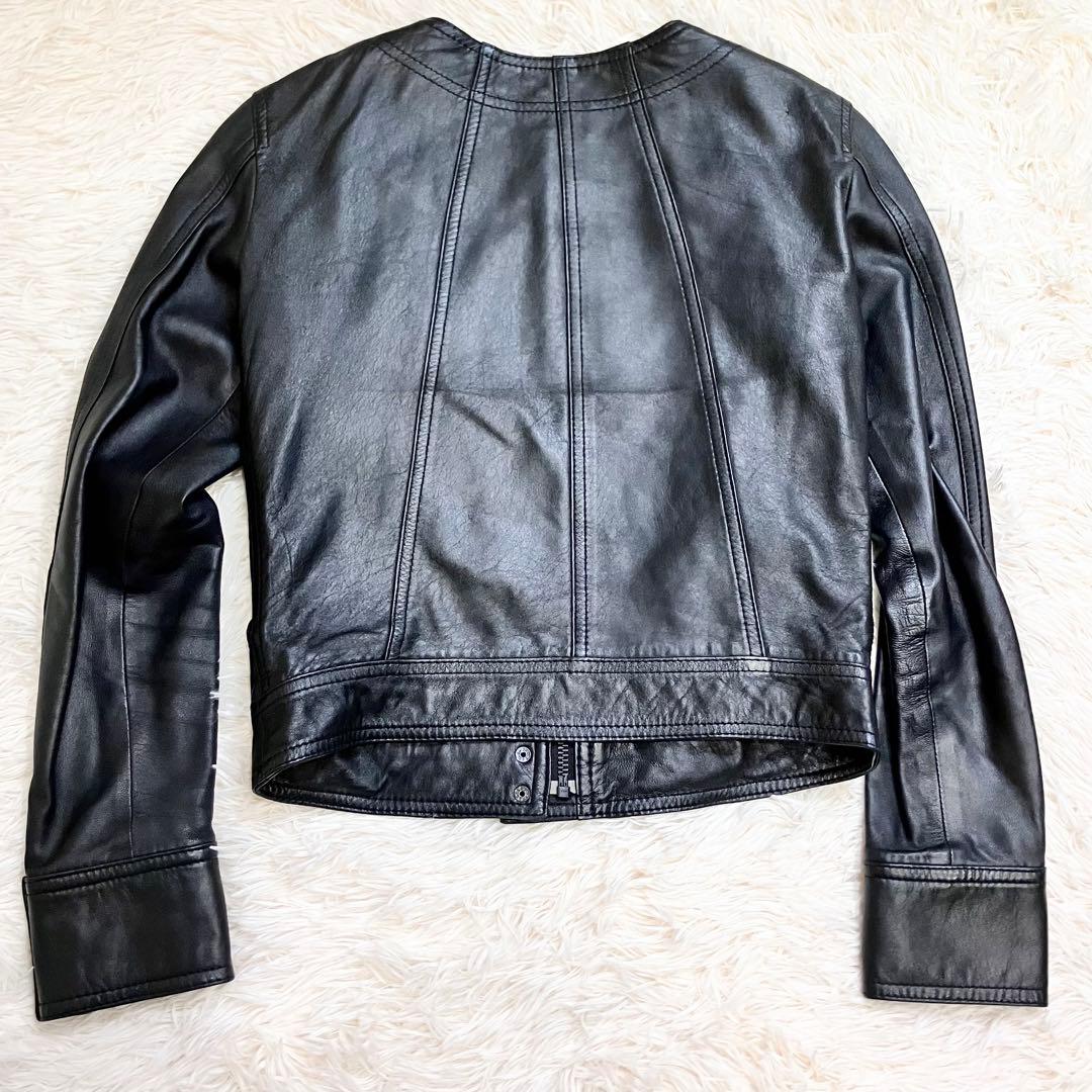 UNTITLED ラムレザージャケット ノーカラー ライダース アンタイトル