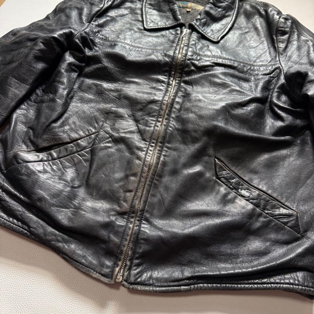 40s 50s モーターサイクルジャケット コの字留めWICOジップ - メルカリ