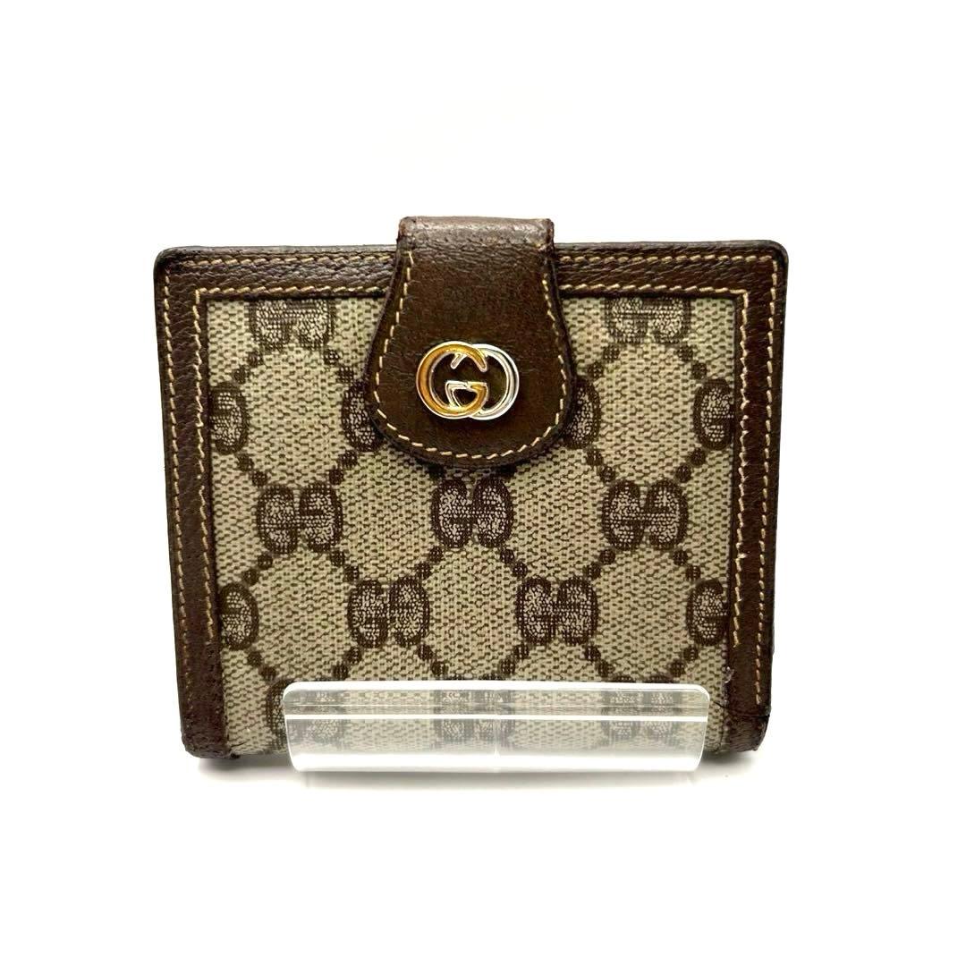 GUCCI オールドグッチ GG柄 がま口二つ折り財布 PVC ヴィンテージ