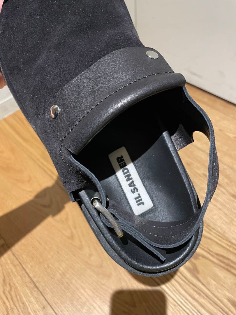 ジルサンダー サンダル 42 SUEDE REVERSED ブラック 厚底 黒 - メルカリ