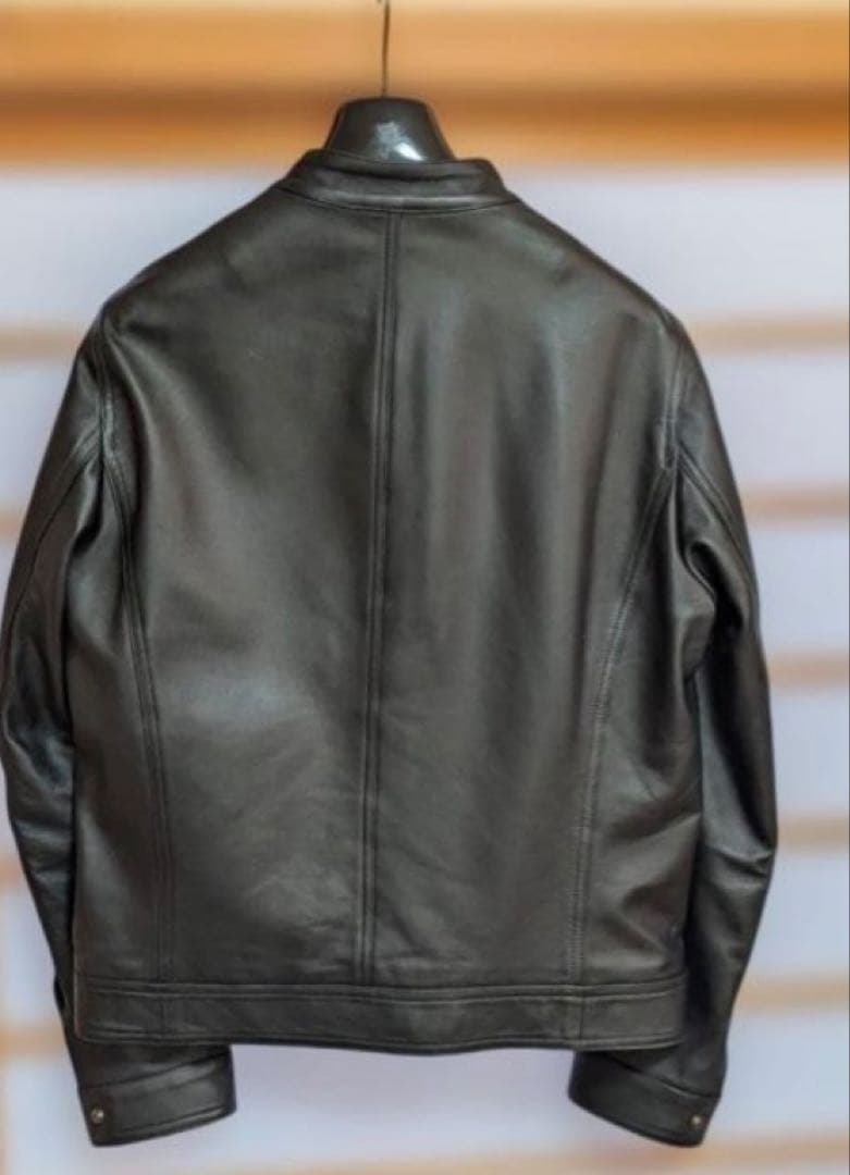 JURI ラムスキン ナッパレザー シングル ライダース ブラック サイズ52