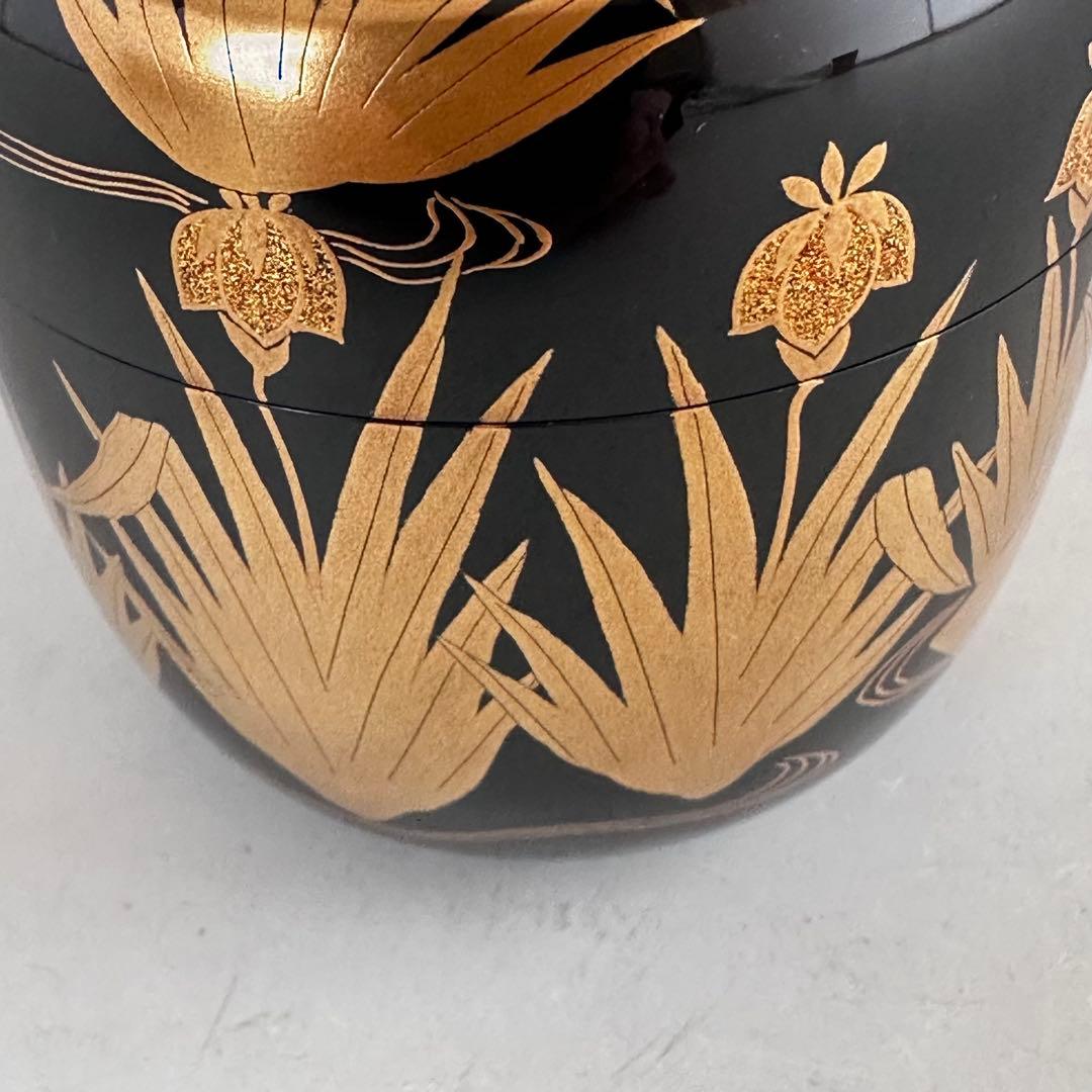 茶道具 八ツ橋蒔絵 大棗 堀川蒼雲 共箱 漆芸 薄茶器 杜若 燕子花