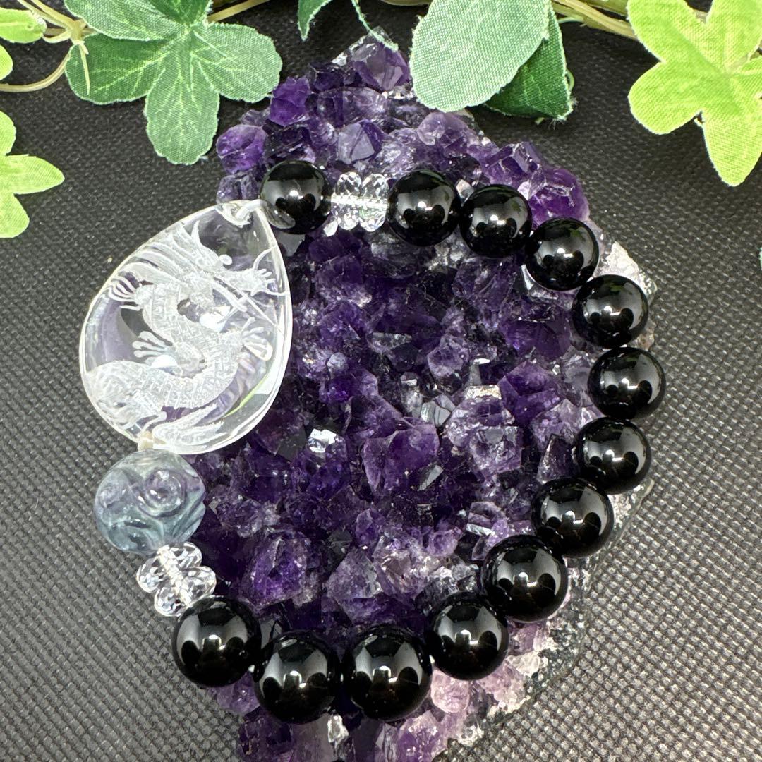 ＊泉澄＆まえまえ様＊水晶　龍神彫り　フローライト　回紋珠　モリオン