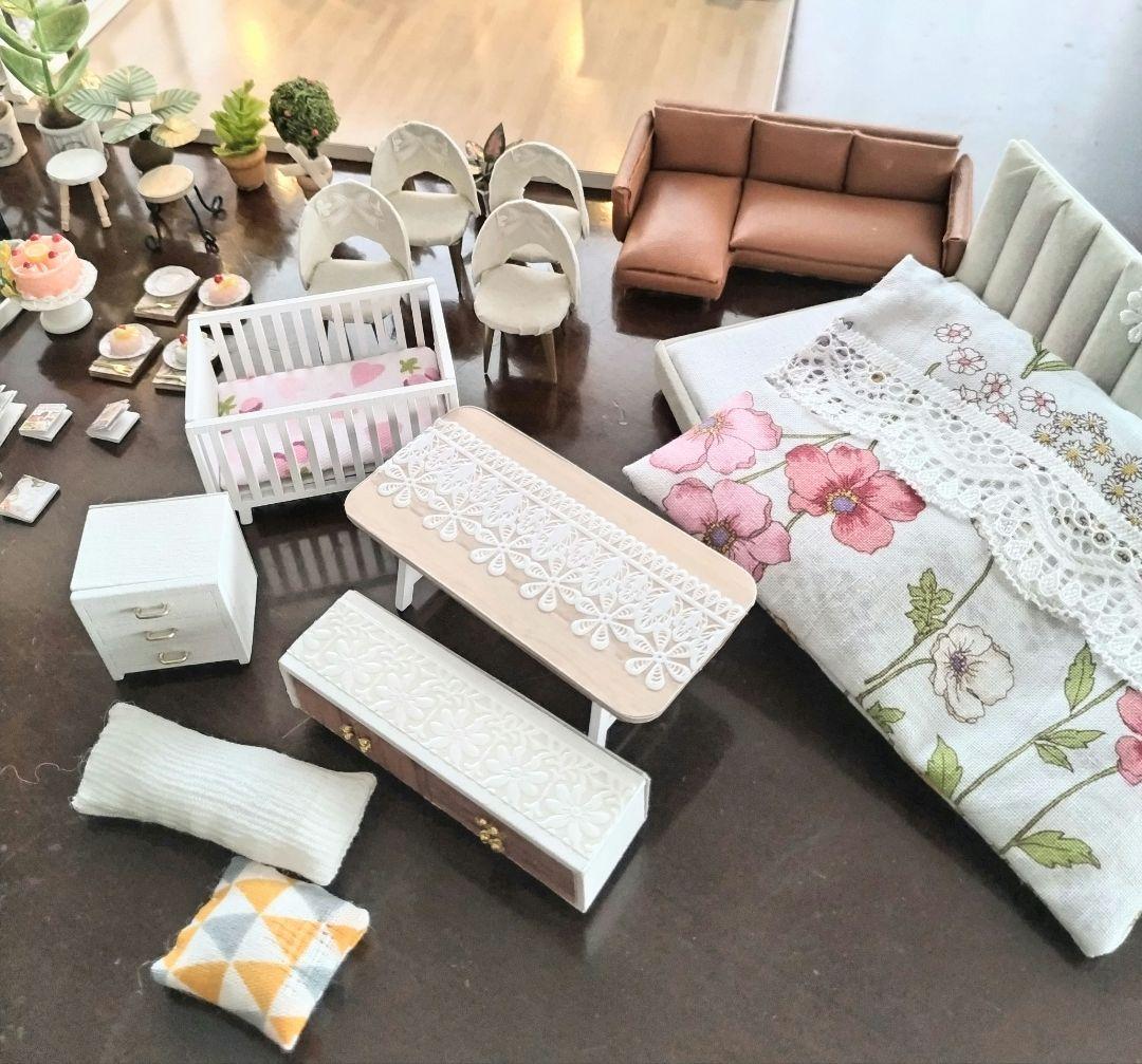 完成品* ドールハウス 2階建て サンルーム ベビー サンテラス カバー付き