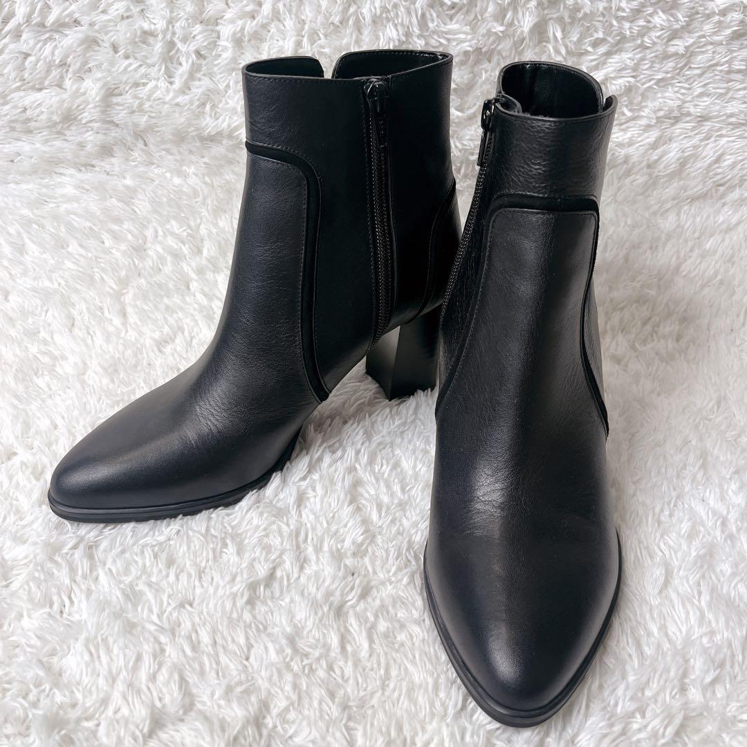 ✨未使用級✨ ダイアナ サイドジップ ショートブーツ レザー ブラック 黒 アルテミス バイ ダイアナ artemis by DIANA サイドジップスクエアトゥ