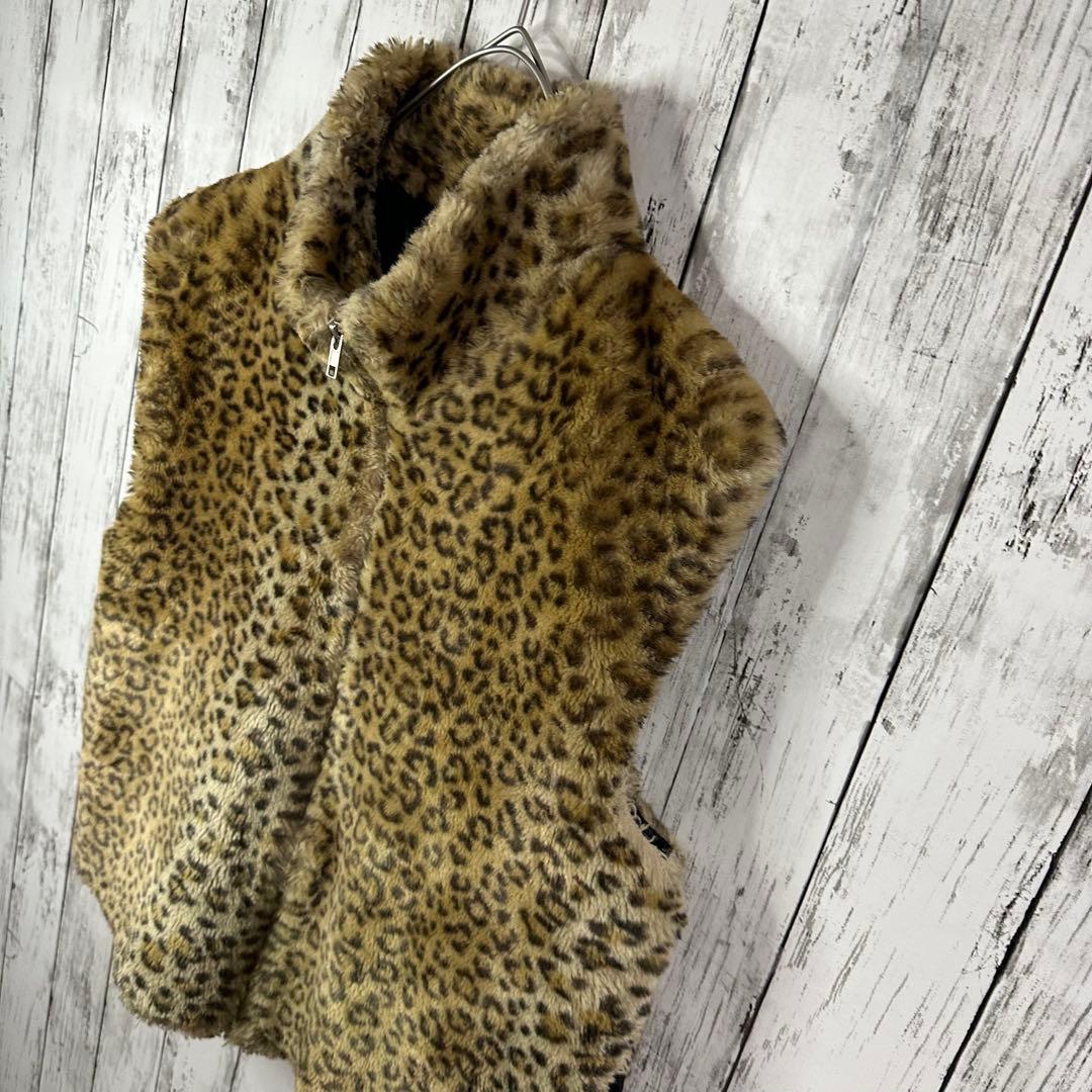 レオパード柄ベスト】ファーベスト☆ヒョウ柄☆アニマル☆豹柄☆M