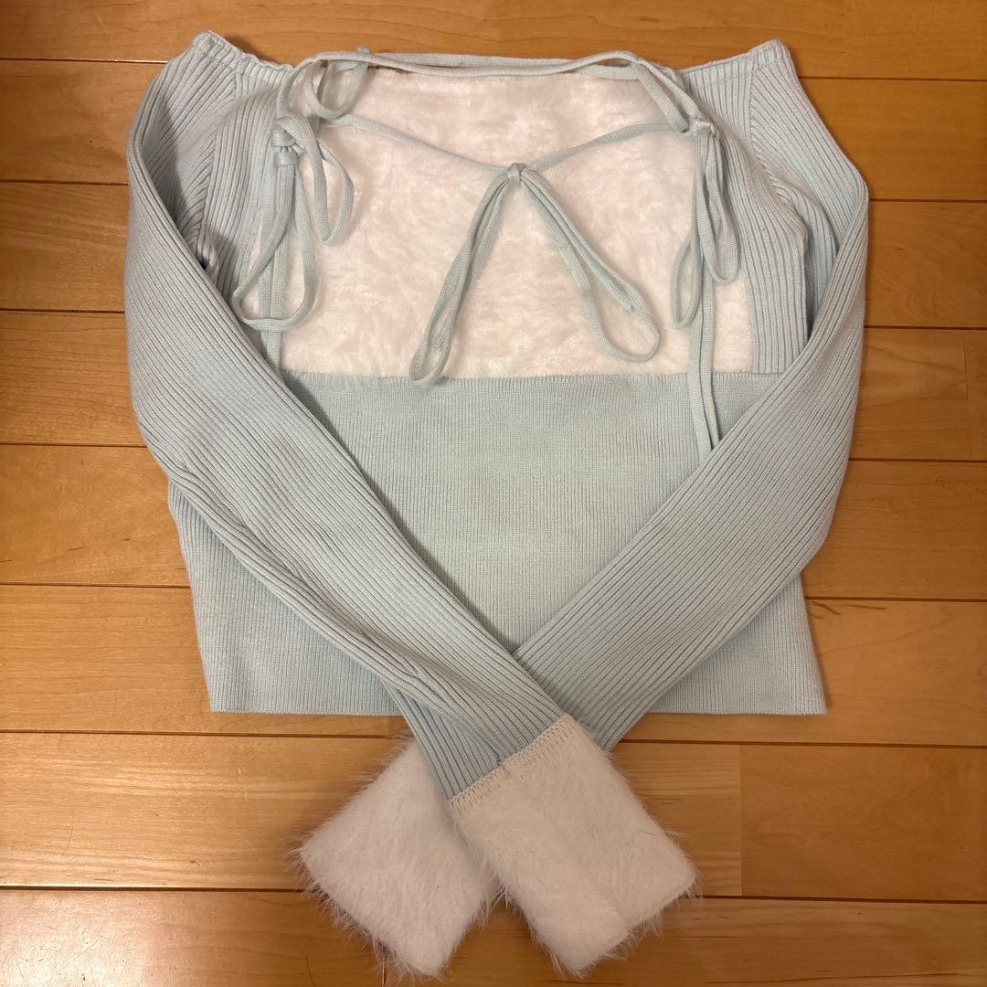 LUMIGNON ルミニョン 水色 長袖ニットセーター F Lumignon ルミニョン