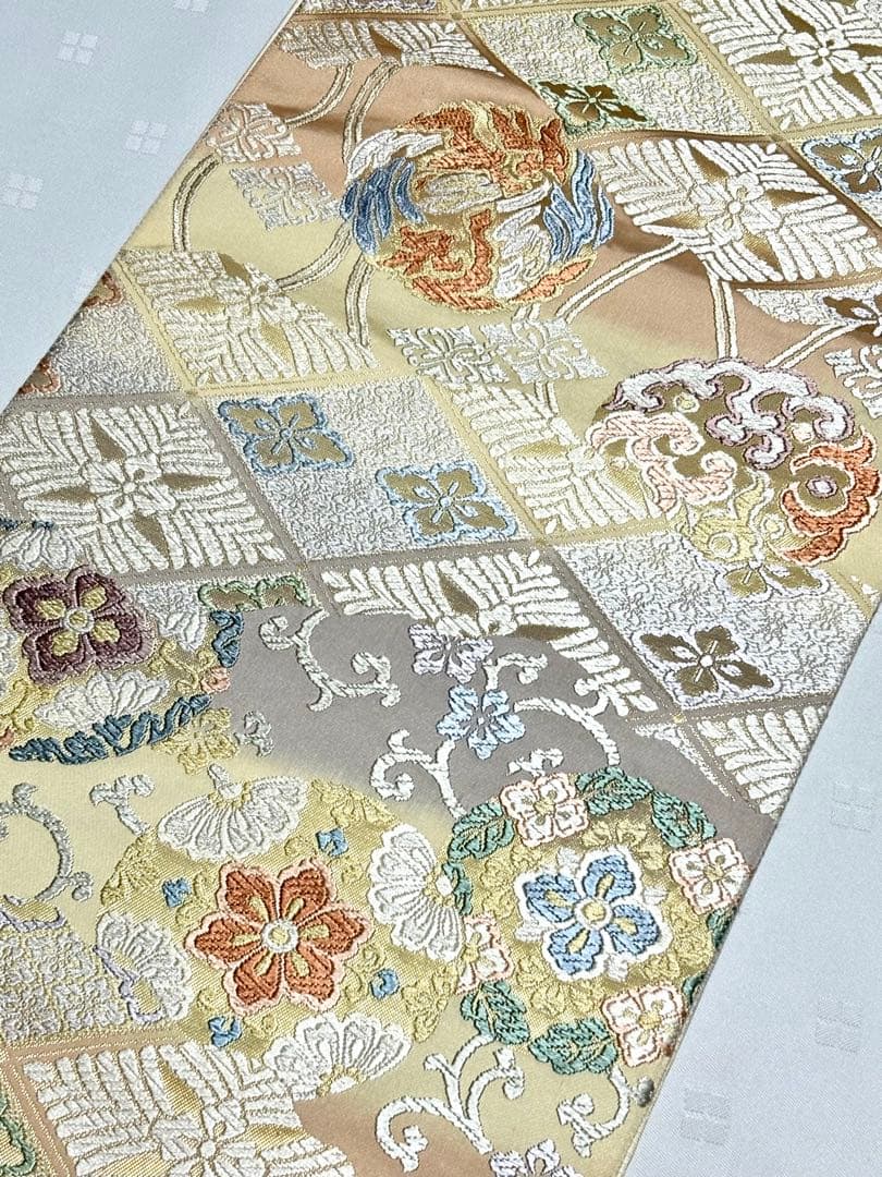 未使用品 和服帯 正絹 本唐織 吉祥文様 袋帯(六通) 帯封付 - メルカリ